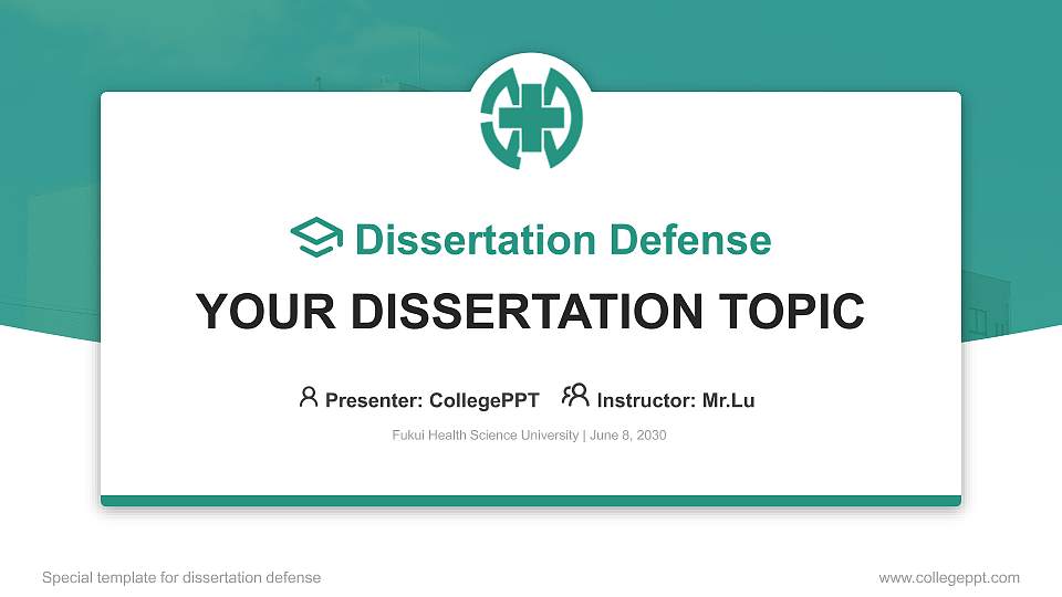 Fukui Health Science University Graduation Thesis Defense PPT Template16:9 ratio PPT effect preview image1