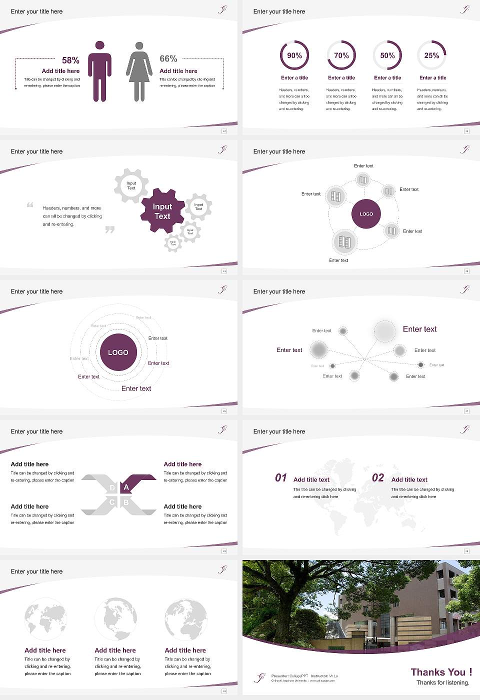Chikushi Jogakuen University Course/Courseware Creation PPT Template16:9 ratio PPT effect preview image4
