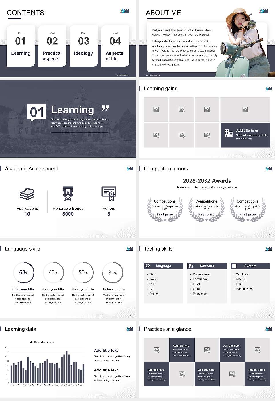 Royal Roads University National Scholarship Defense PPT Template16:9 ratio PPT effect preview image2