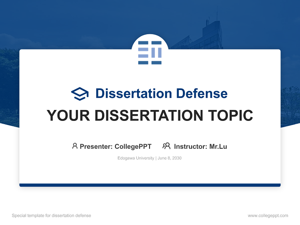 Edogawa University Graduation Thesis Defense PPT Template_Slide preview image1