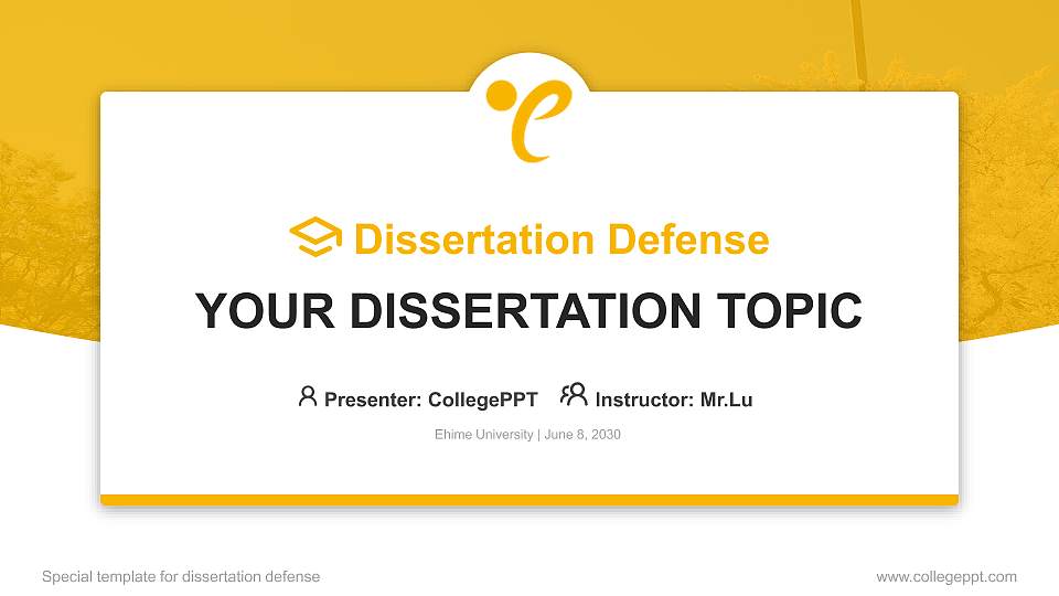 Ehime University Graduation Thesis Defense PPT Template16:9 ratio PPT effect preview image