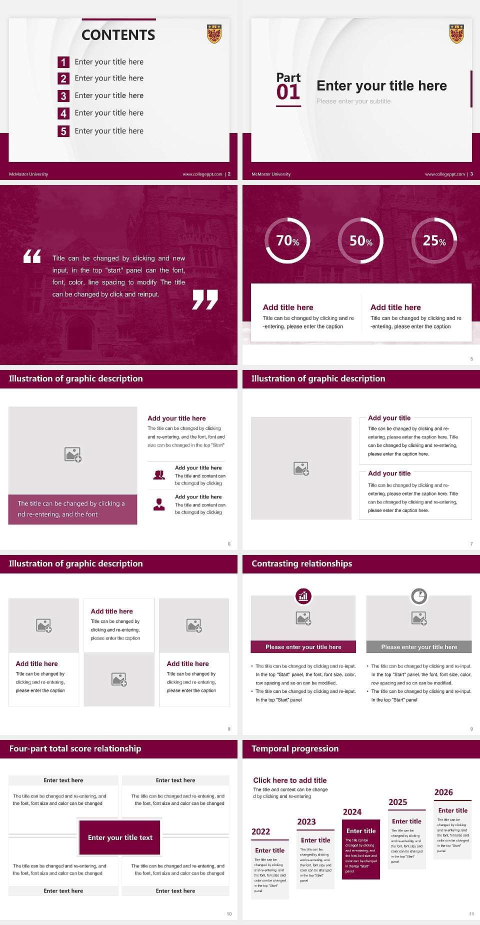 McMaster University Thesis Proposal/Graduation Defense PPT Template4:3 ratio PPT effect preview image2