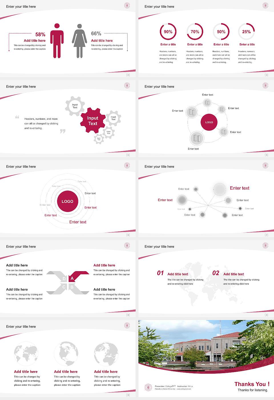 Fukuoka Jo Gakuin University Course/Courseware Creation PPT Template16:9 ratio PPT effect preview image4