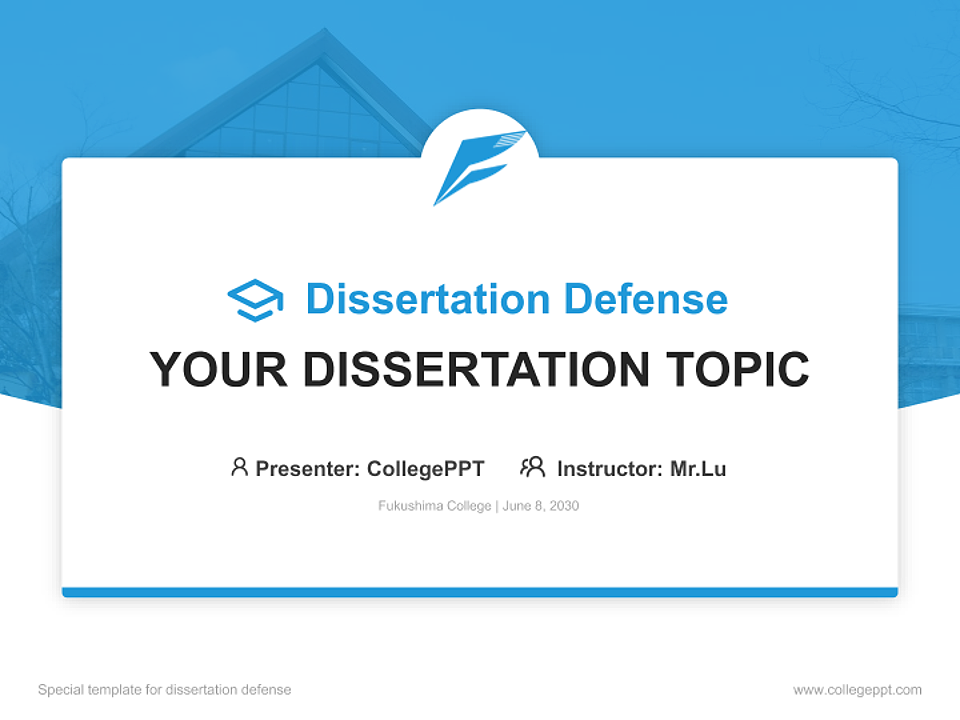 Fukushima College Graduation Thesis Defense PPT Template_Slide preview image1