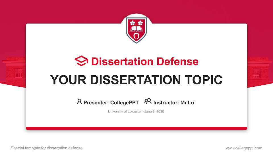 University of Leicester Graduation Thesis Defense PPT Template16:9 ratio PPT effect preview image