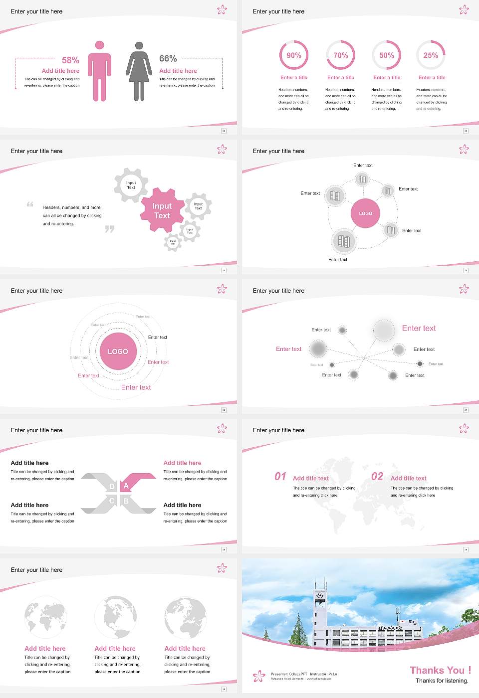 Fukuyama Heisei University Course/Courseware Creation PPT Template16:9 ratio PPT effect preview image4