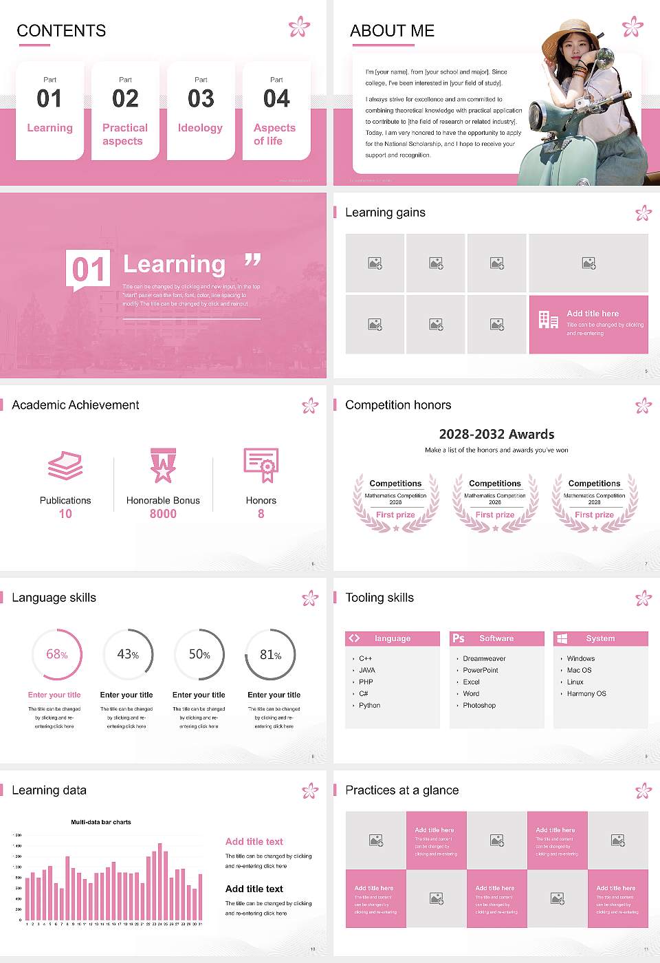 Fukuyama Heisei University National Scholarship Defense PPT Template16:9 ratio PPT effect preview image2