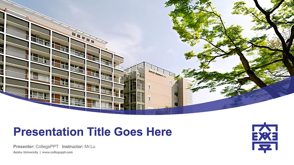Azabu University Course/Courseware Creation PPT Template16:9 ratio PPT effect preview image