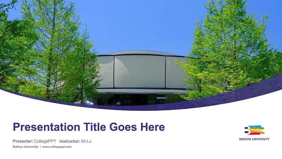 Bukkyo University Course/Courseware Creation PPT Template16:9 ratio PPT effect preview image