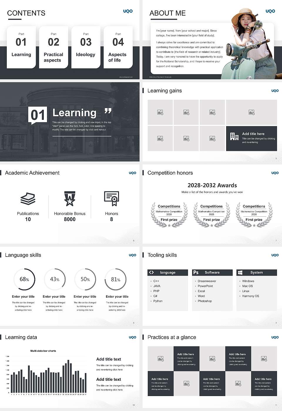 University of Quebec in Outaouais National Scholarship Defense PPT Template16:9 ratio PPT effect preview image2