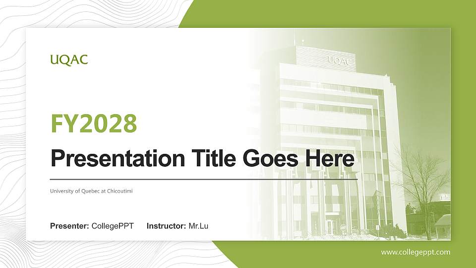 University of Quebec at Chicoutimi Academic Presentation/Research Findings Report PPT Template16:9 ratio PPT effect preview image