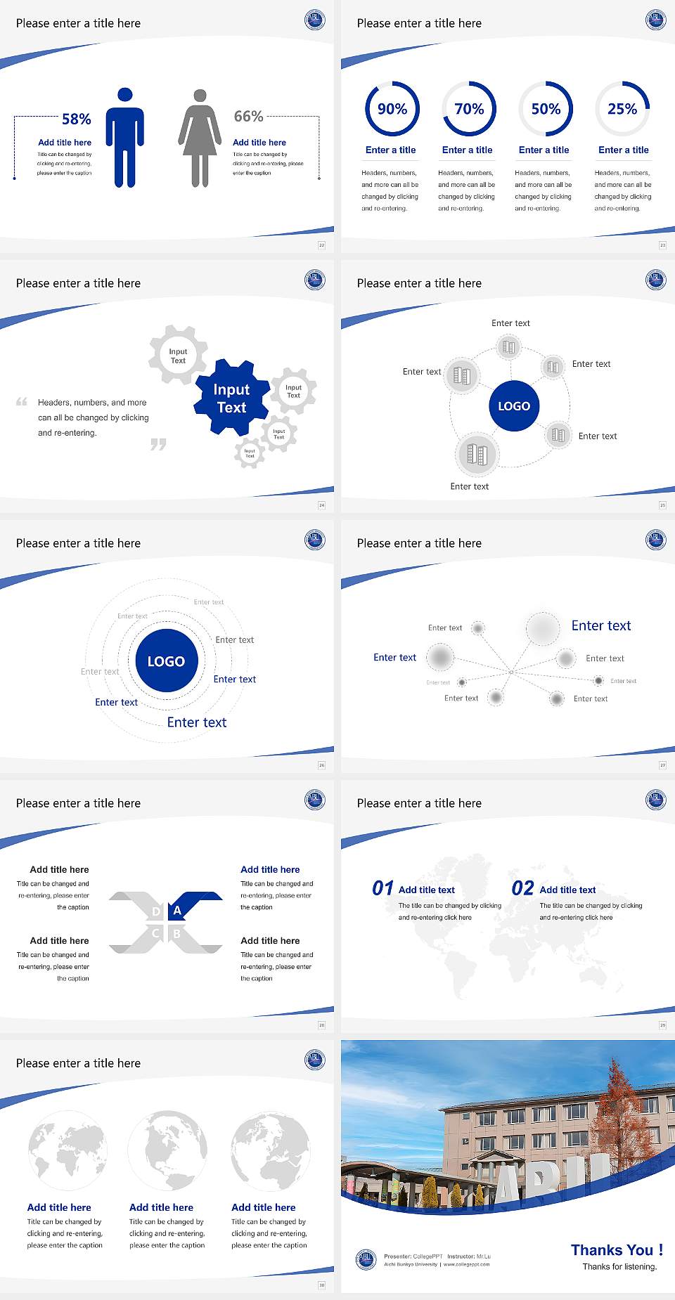 Aichi Bunkyo University Course/Courseware Creation PPT Template4:3 ratio PPT effect preview image4
