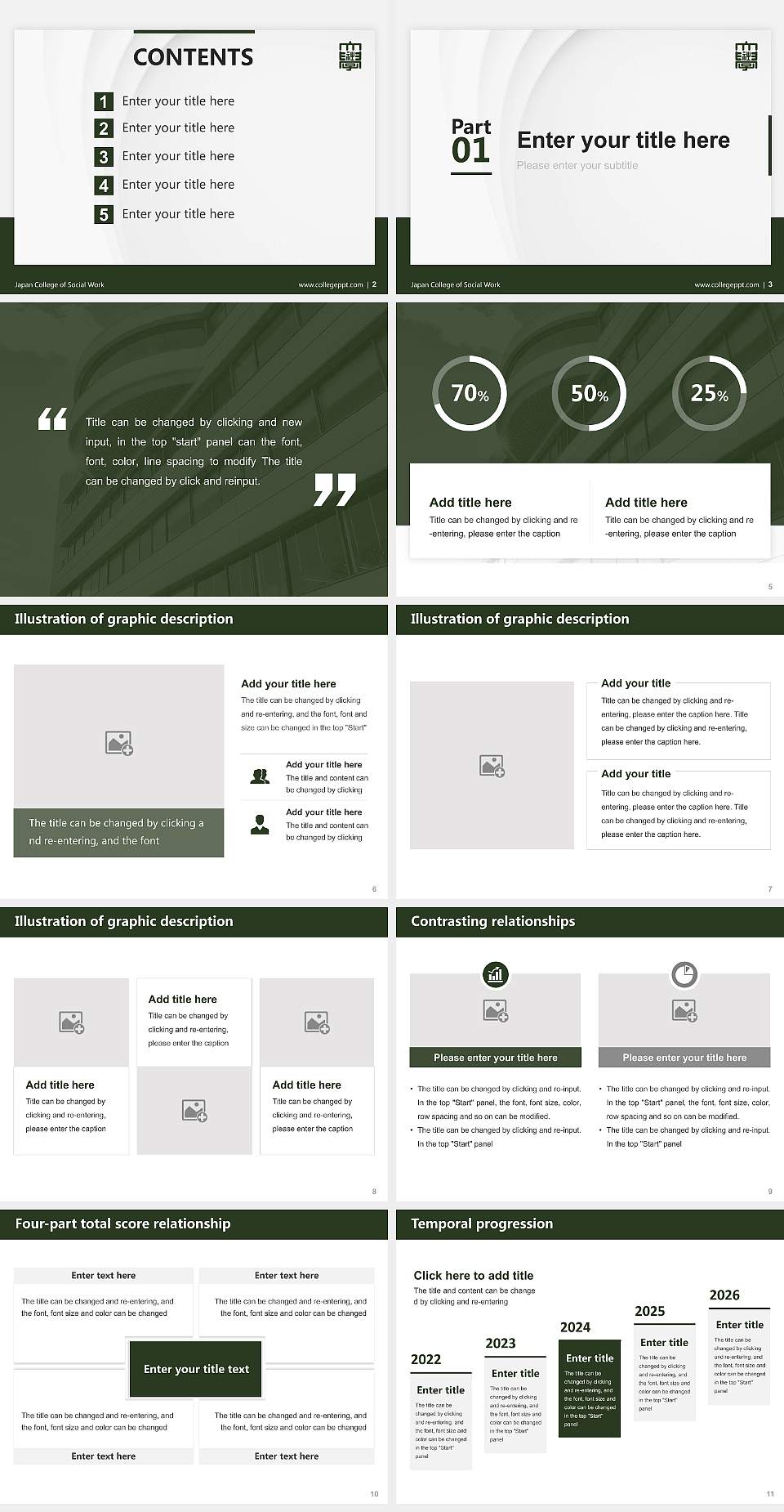 Japan College of Social Work Thesis Proposal/Graduation Defense PPT Template4:3 ratio PPT effect preview image2