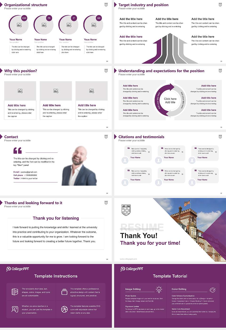 University of Winchester Resume PPT Template16:9 ratio PPT effect preview image4