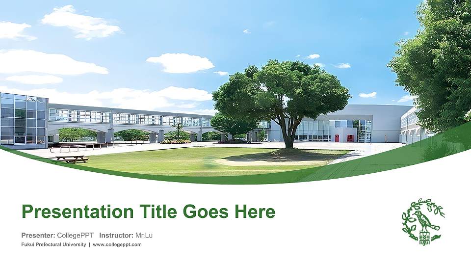 Fukui Prefectural University Course/Courseware Creation PPT Template16:9 ratio PPT effect preview image