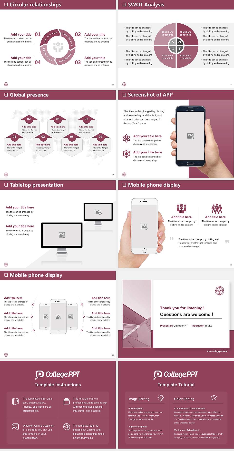 Baiko Gakuin University General Purpose PPT Template4:3 ratio PPT effect preview image5