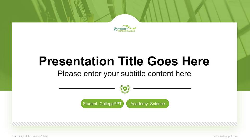 University of the Fraser Valley National Scholarship Defense PPT Template16:9 ratio PPT effect preview image