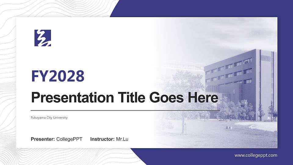 Fukuyama City University Academic Presentation/Research Findings Report PPT Template16:9 ratio PPT effect preview image