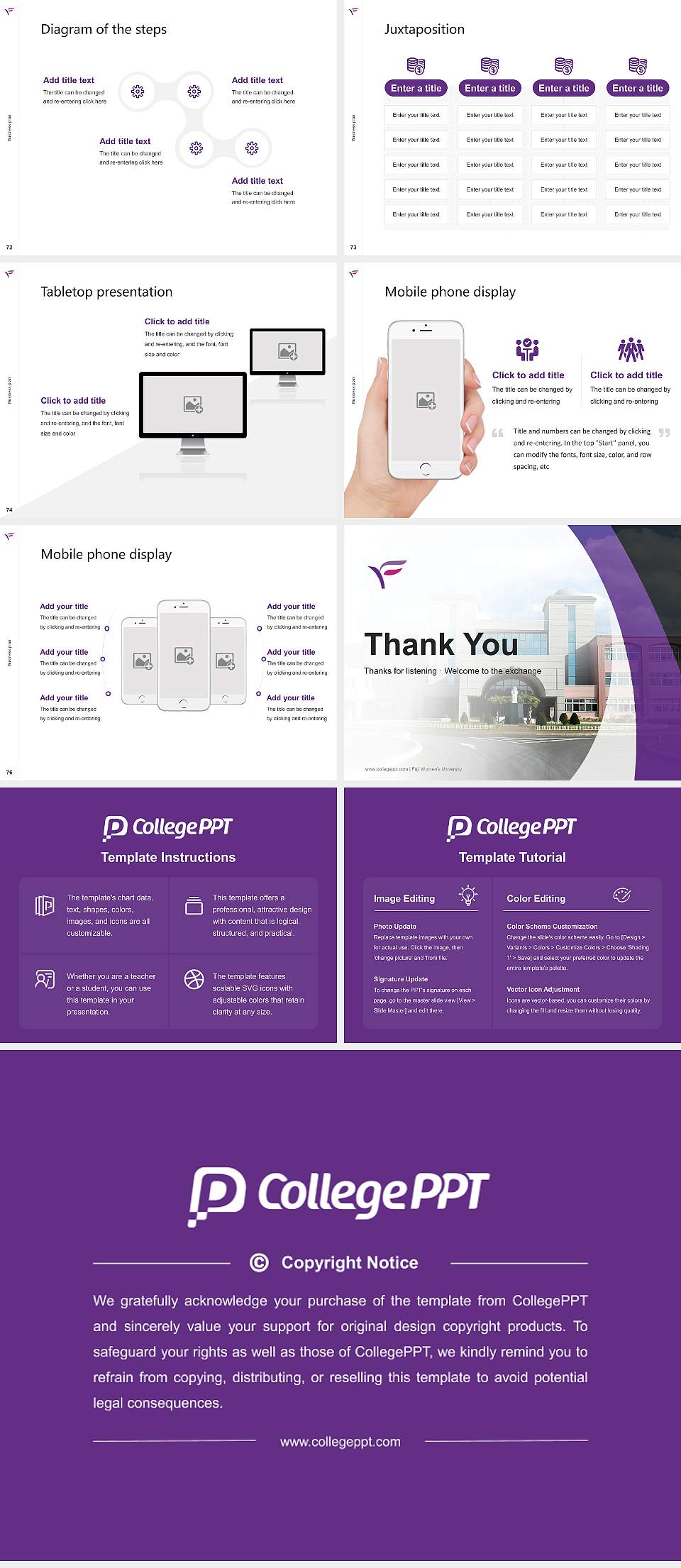 Fuji Women’s University Competition/Entrepreneurship Contest PPT Template4:3 ratio PPT effect preview image9