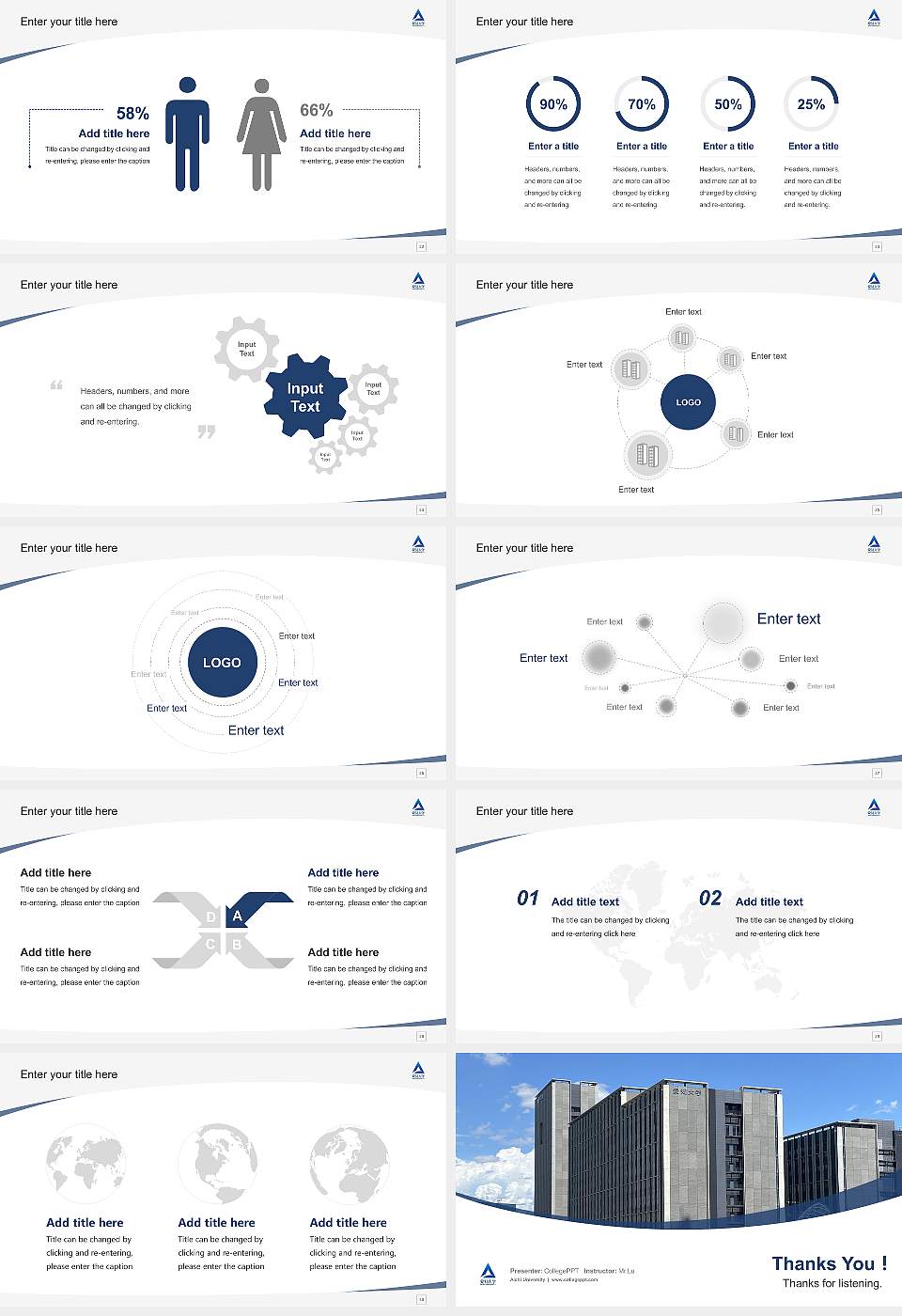 Aichi University Course/Courseware Creation PPT Template16:9 ratio PPT effect preview image4