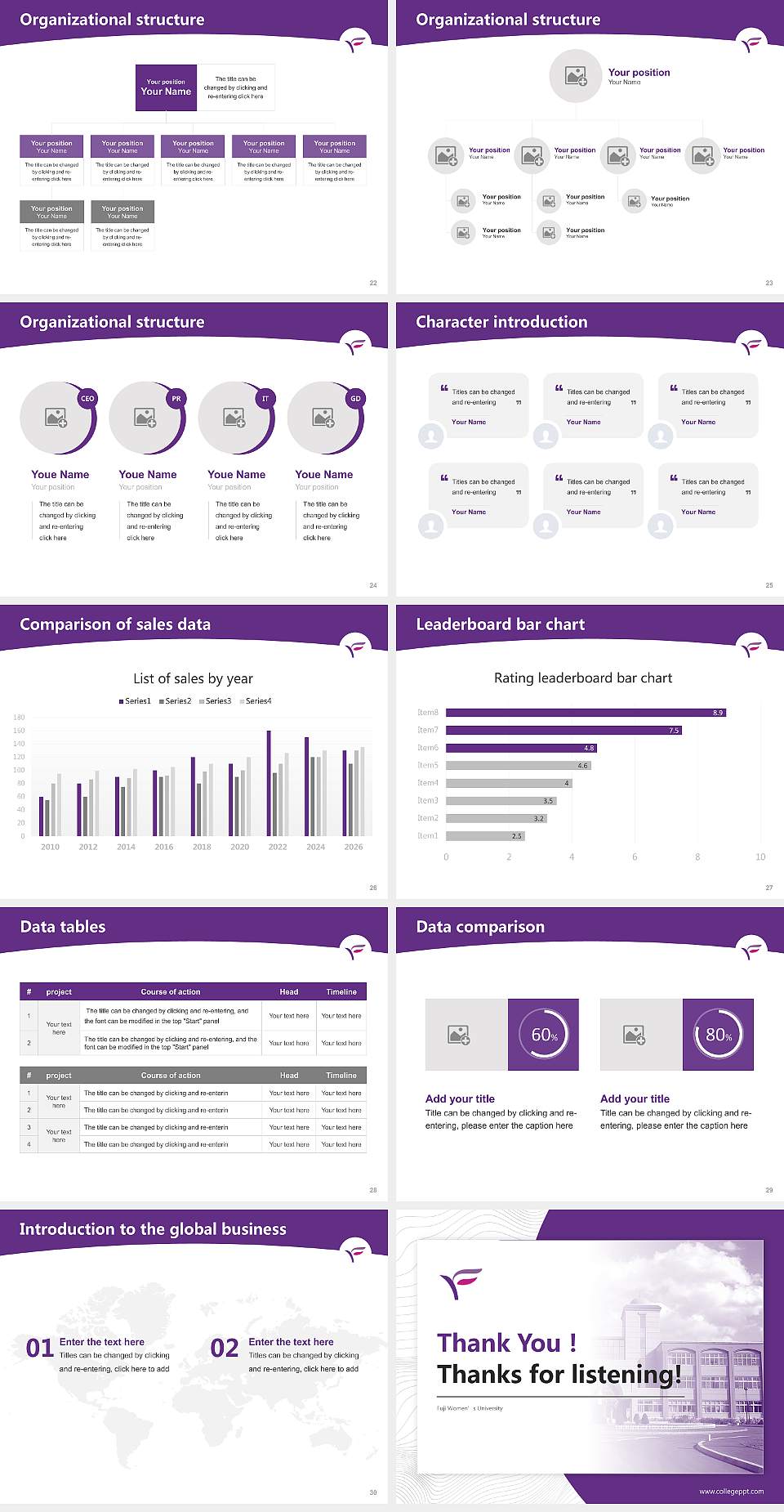 Fuji Women’s University Academic Presentation/Research Findings Report PPT Template4:3 ratio PPT effect preview image4
