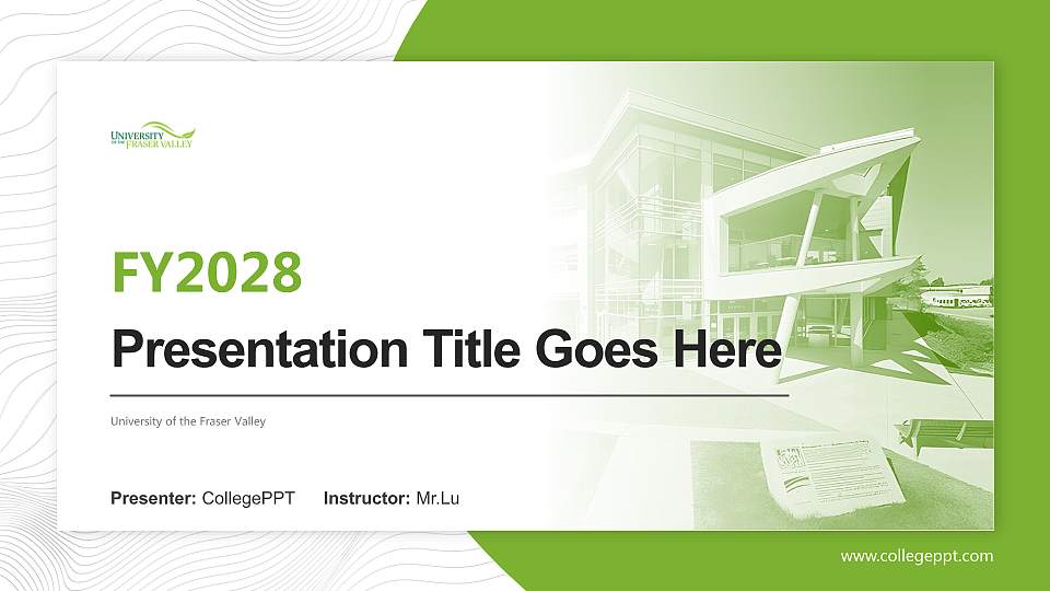 University of the Fraser Valley Academic Presentation/Research Findings Report PPT Template16:9 ratio PPT effect preview image