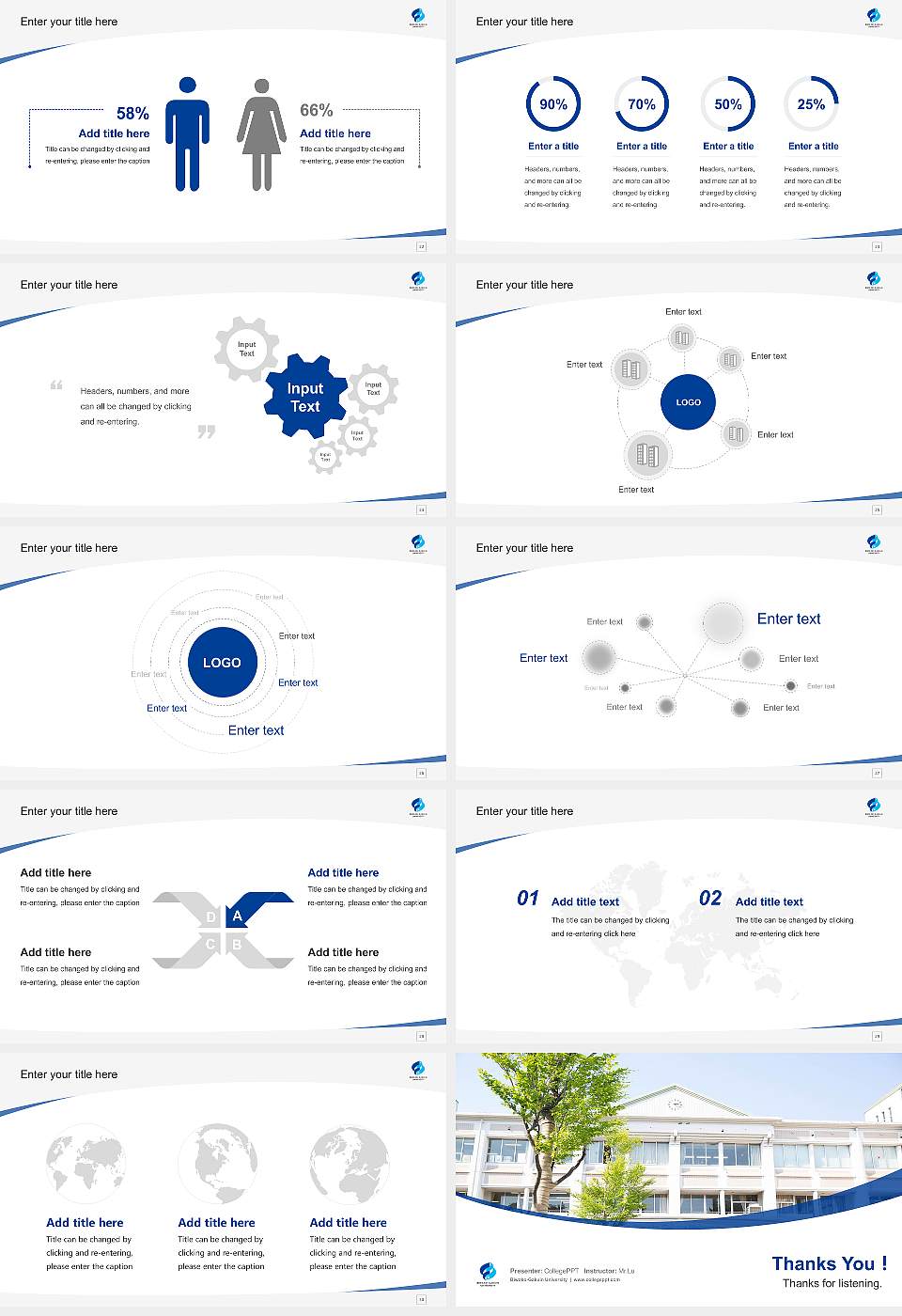 Biwako-Gakuin University Course/Courseware Creation PPT Template16:9 ratio PPT effect preview image4