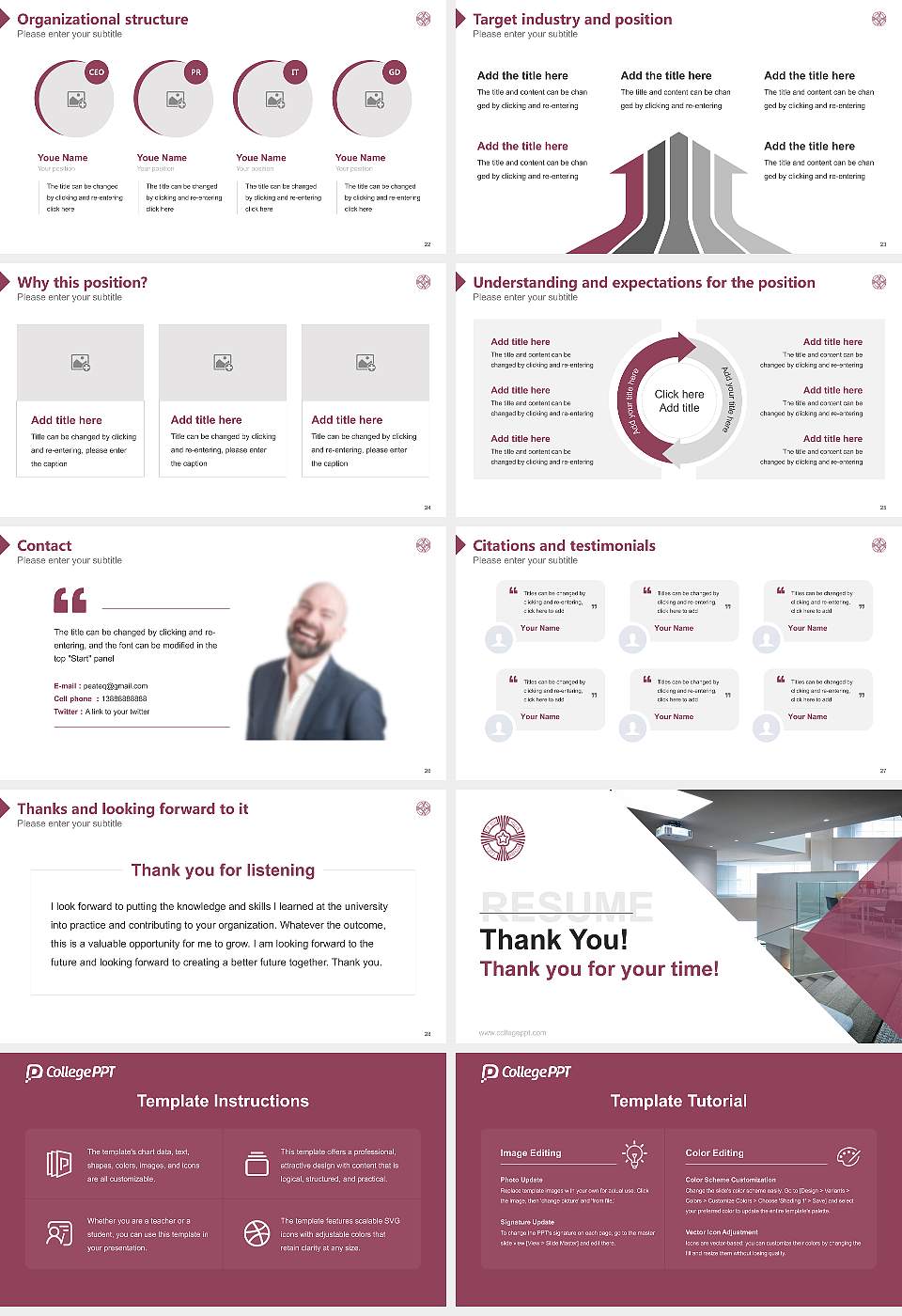 Baiko Gakuin University Resume PPT Template16:9 ratio PPT effect preview image4