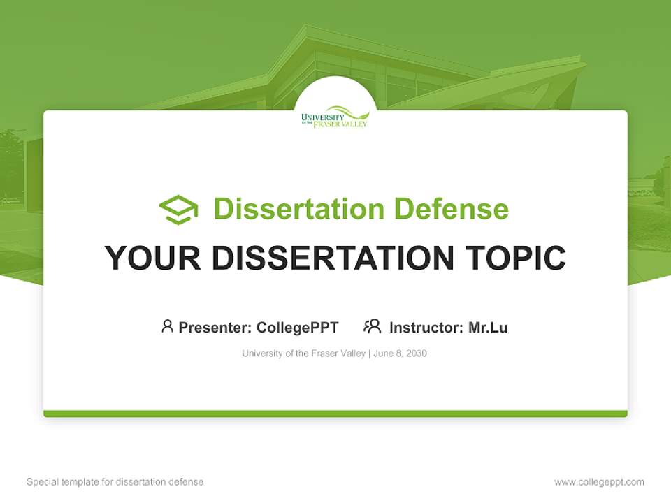 University of the Fraser Valley Graduation Thesis Defense PPT Template4:3 ratio PPT effect preview image7