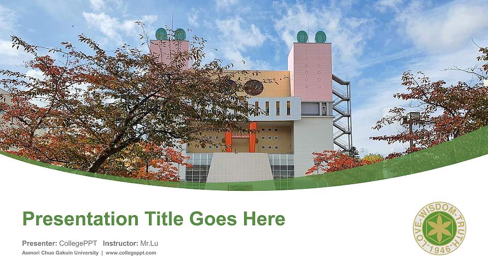 Aomori Chuo Gakuin University Course/Courseware Creation PPT Template16:9 ratio PPT effect preview image