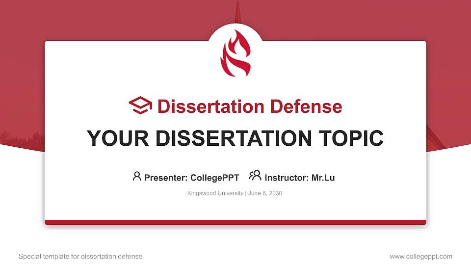 Kingswood University Graduation Thesis Defense PPT Template16:9 ratio PPT effect preview image