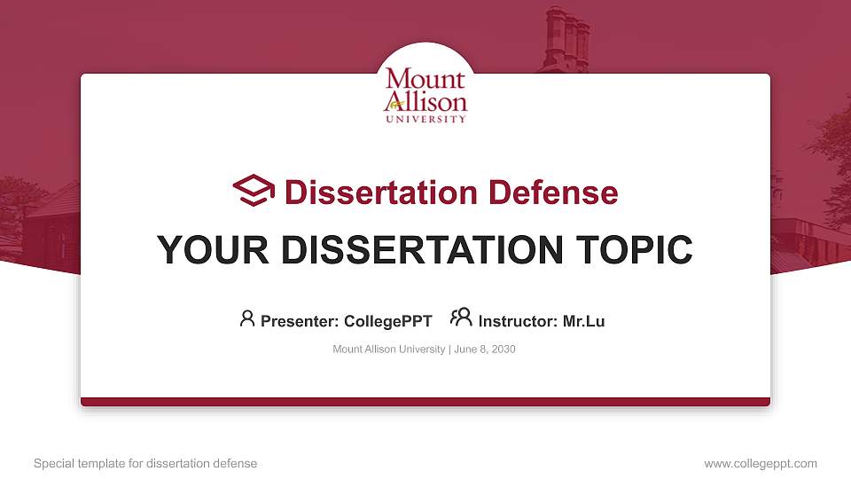 Mount Allison University Graduation Thesis Defense PPT Template16:9 ratio PPT effect preview image