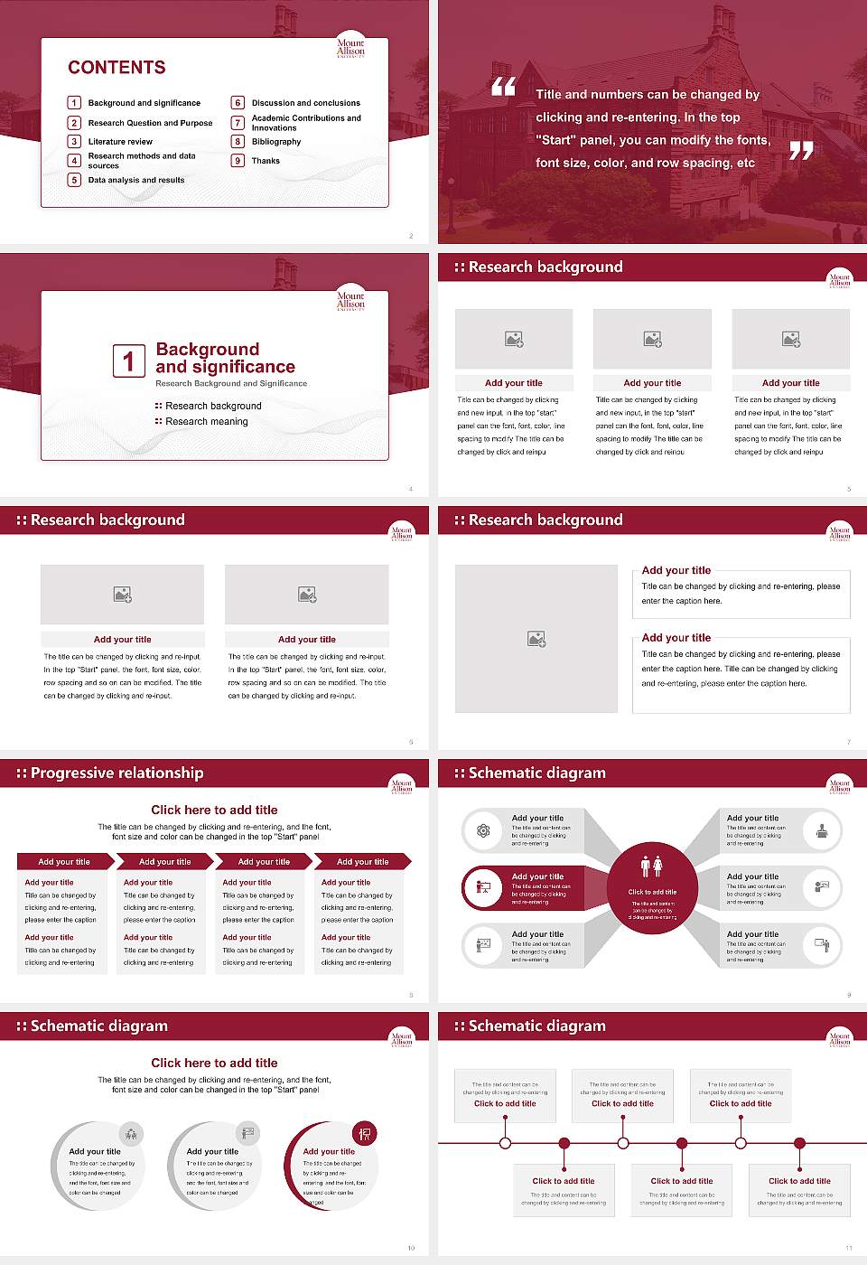 Mount Allison University Graduation Thesis Defense PPT Template16:9 ratio PPT effect preview image2