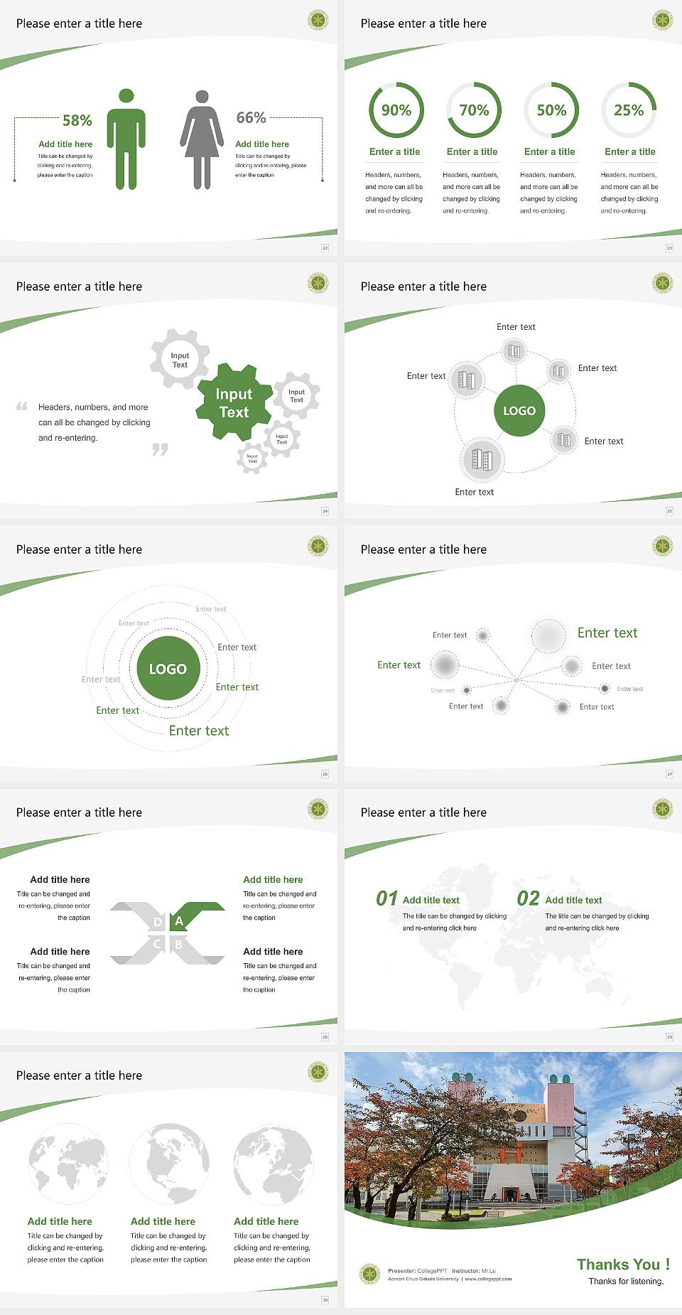 Aomori Chuo Gakuin University Course/Courseware Creation PPT Template4:3 ratio PPT effect preview image4
