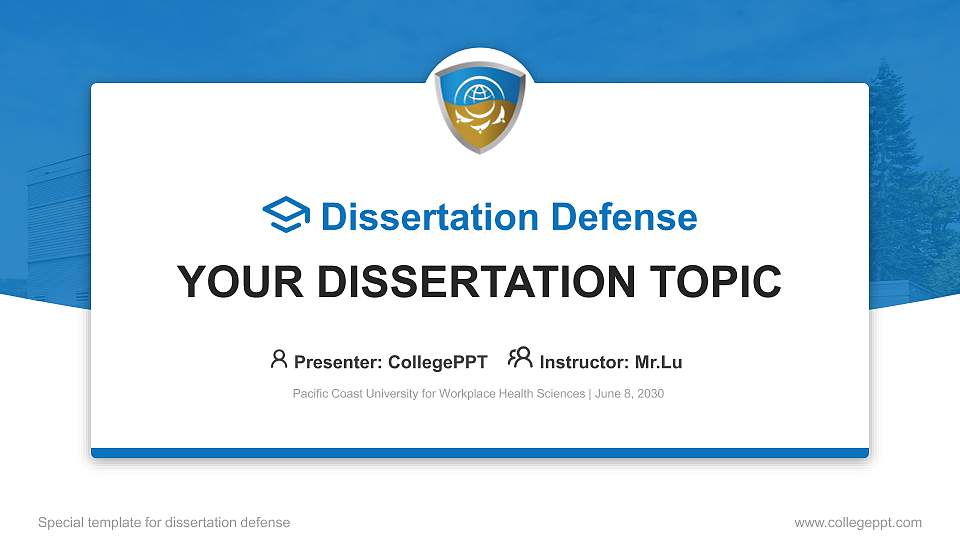 Pacific Coast University for Workplace Health Sciences Graduation Thesis Defense PPT Template16:9 ratio PPT effect preview image