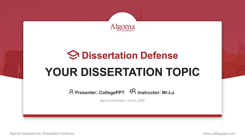 Algoma University Graduation Thesis Defense PPT Template16:9 ratio PPT effect preview image