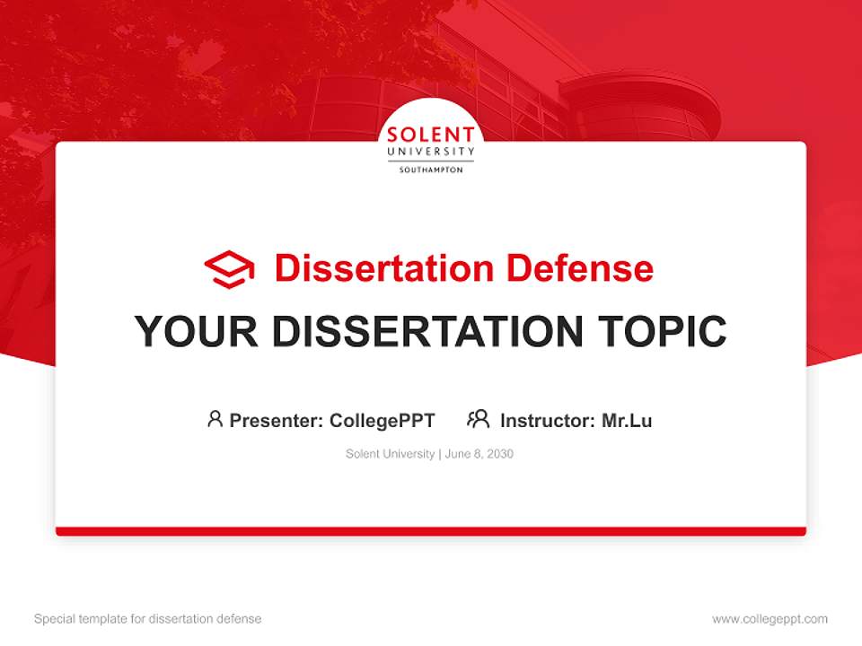 Solent University Graduation Thesis Defense PPT Template4:3 ratio PPT effect preview image7