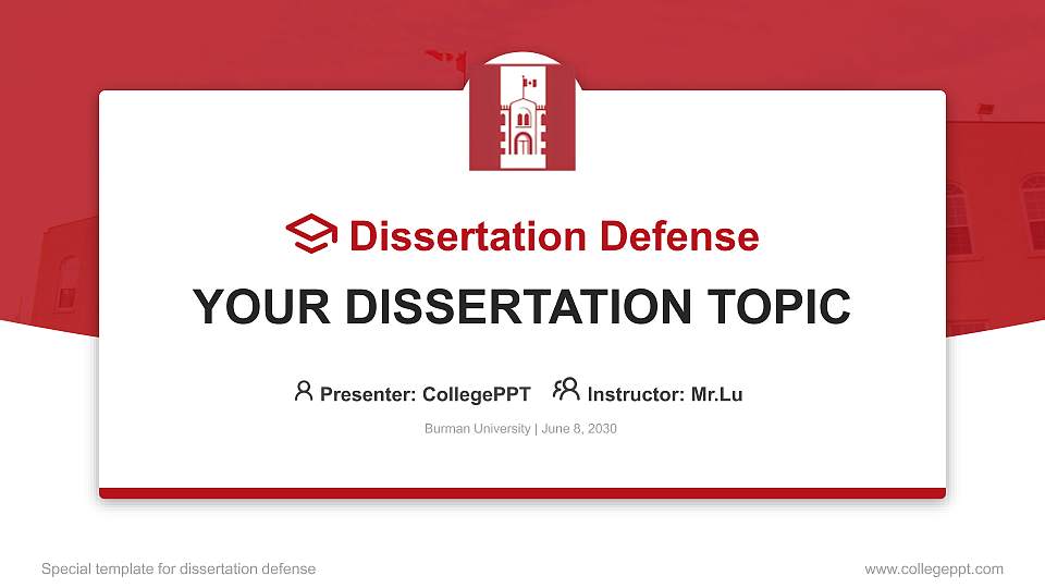 Burman University Graduation Thesis Defense PPT Template16:9 ratio PPT effect preview image