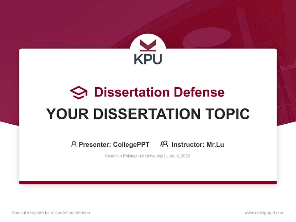 Kwantlen Polytechnic University Graduation Thesis Defense PPT Template4:3 ratio PPT effect preview image7