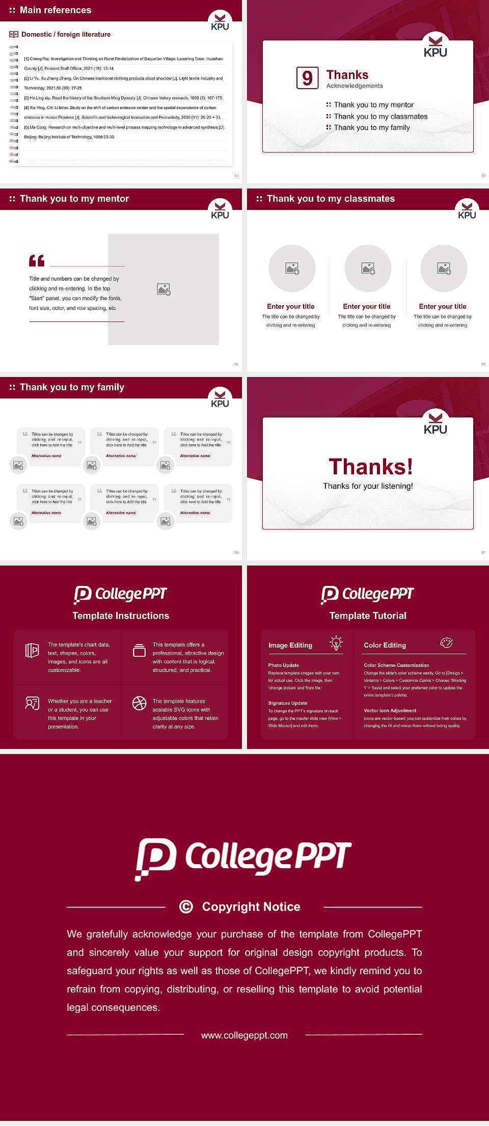 Kwantlen Polytechnic University Graduation Thesis Defense PPT Template4:3 ratio PPT effect preview image7