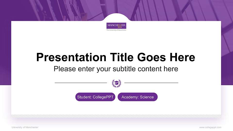 University of Manchester National Scholarship Defense PPT Template16:9 ratio PPT effect preview image