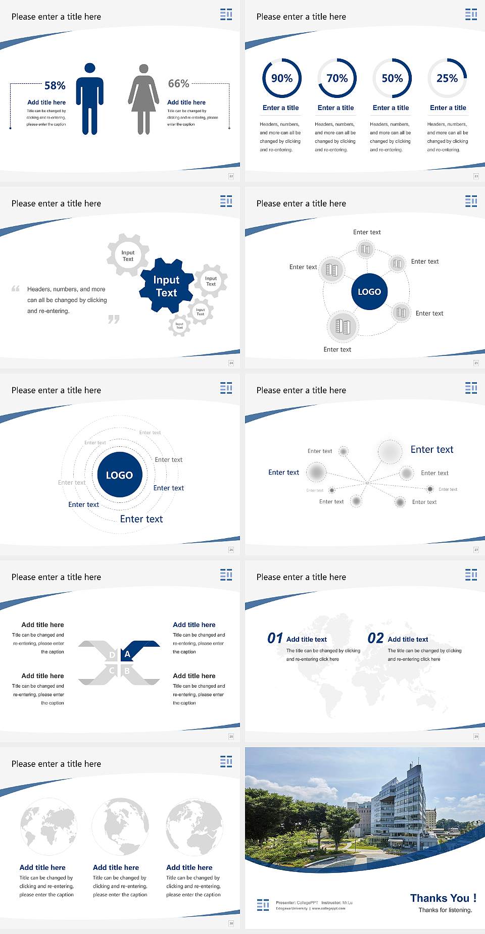 Edogawa University Course/Courseware Creation PPT Template4:3 ratio PPT effect preview image4