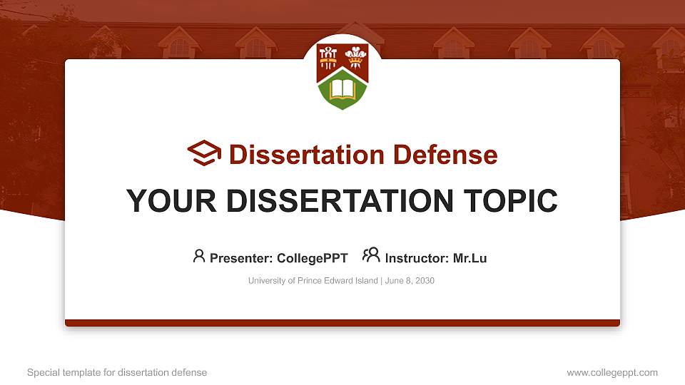 University of Prince Edward Island Graduation Thesis Defense PPT Template16:9 ratio PPT effect preview image