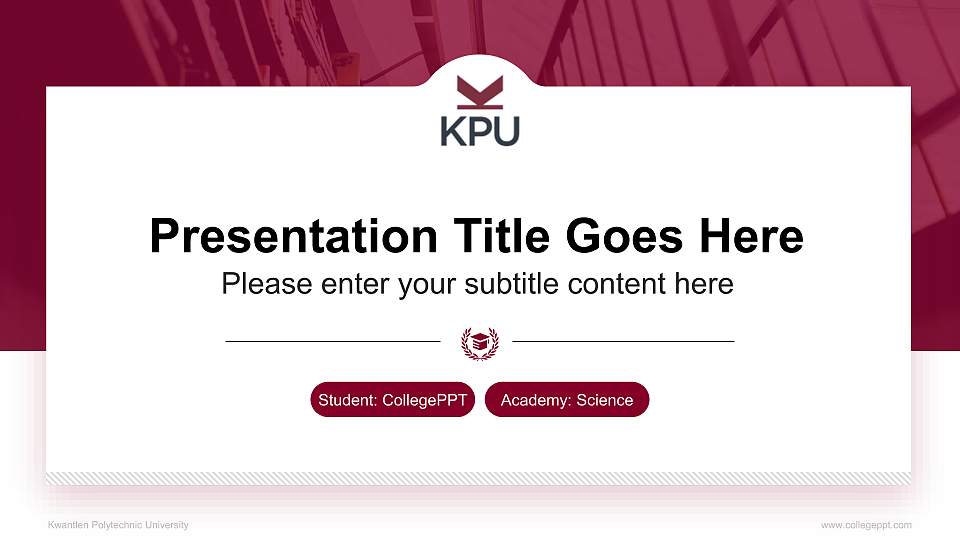 Kwantlen Polytechnic University National Scholarship Defense PPT Template16:9 ratio PPT effect preview image