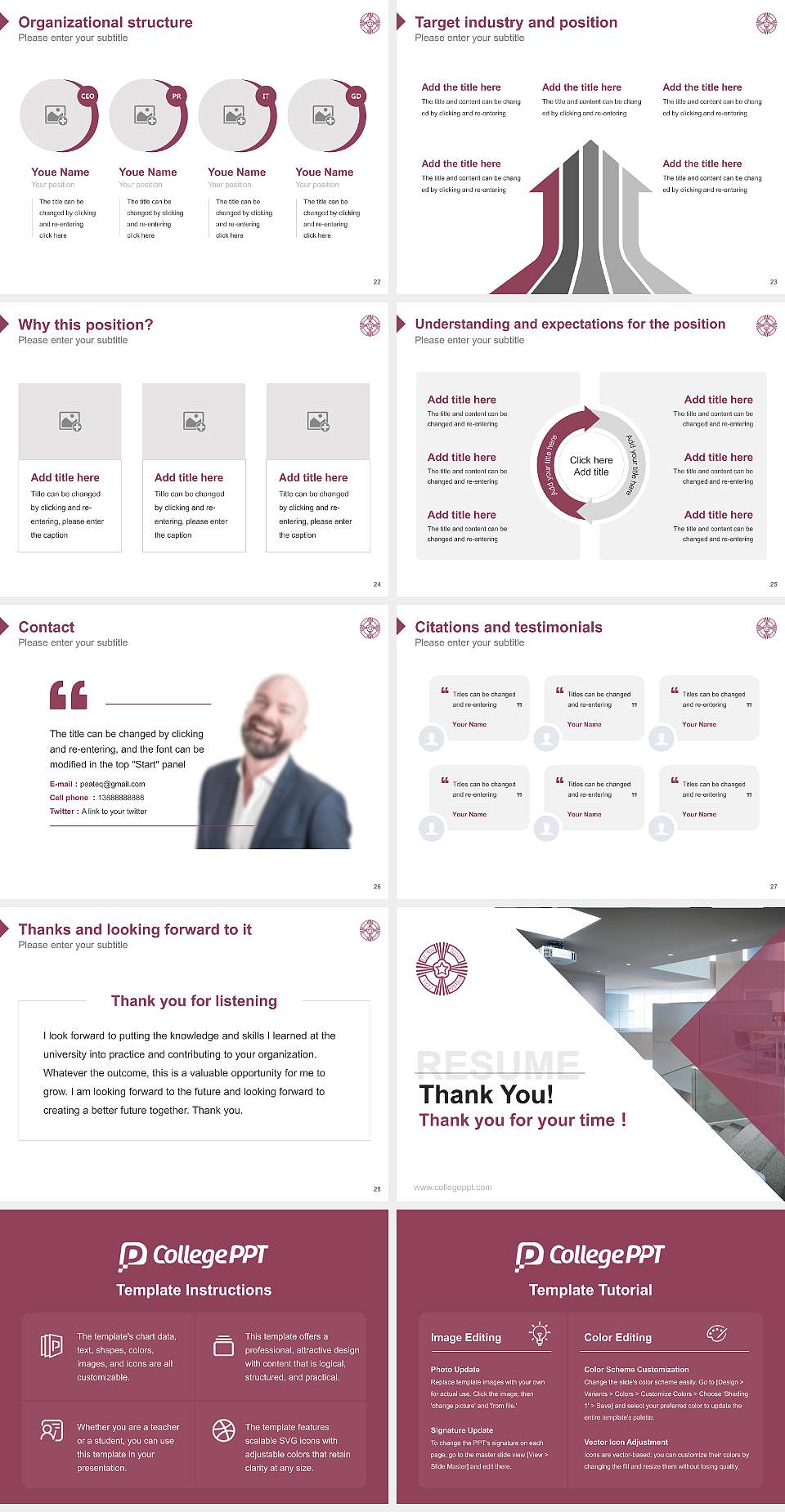 Baiko Gakuin University Resume PPT Template4:3 ratio PPT effect preview image4