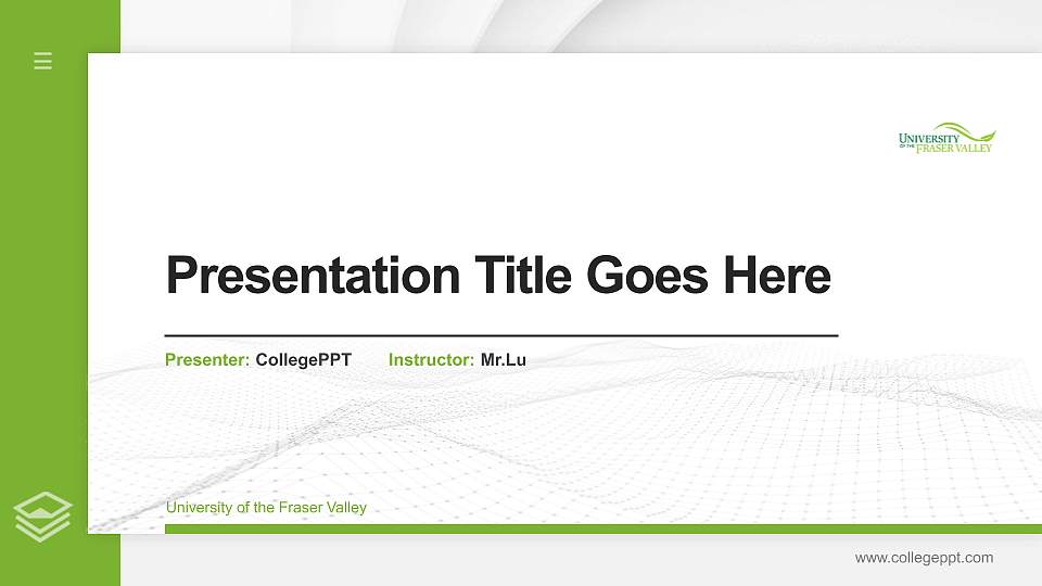 University of the Fraser Valley Thesis Proposal/Graduation Defense PPT Template16:9 ratio PPT effect preview image