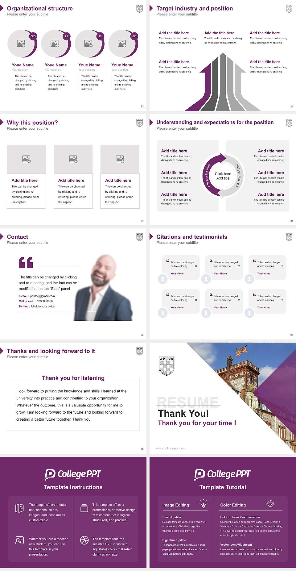 University of Winchester Resume PPT Template4:3 ratio PPT effect preview image4