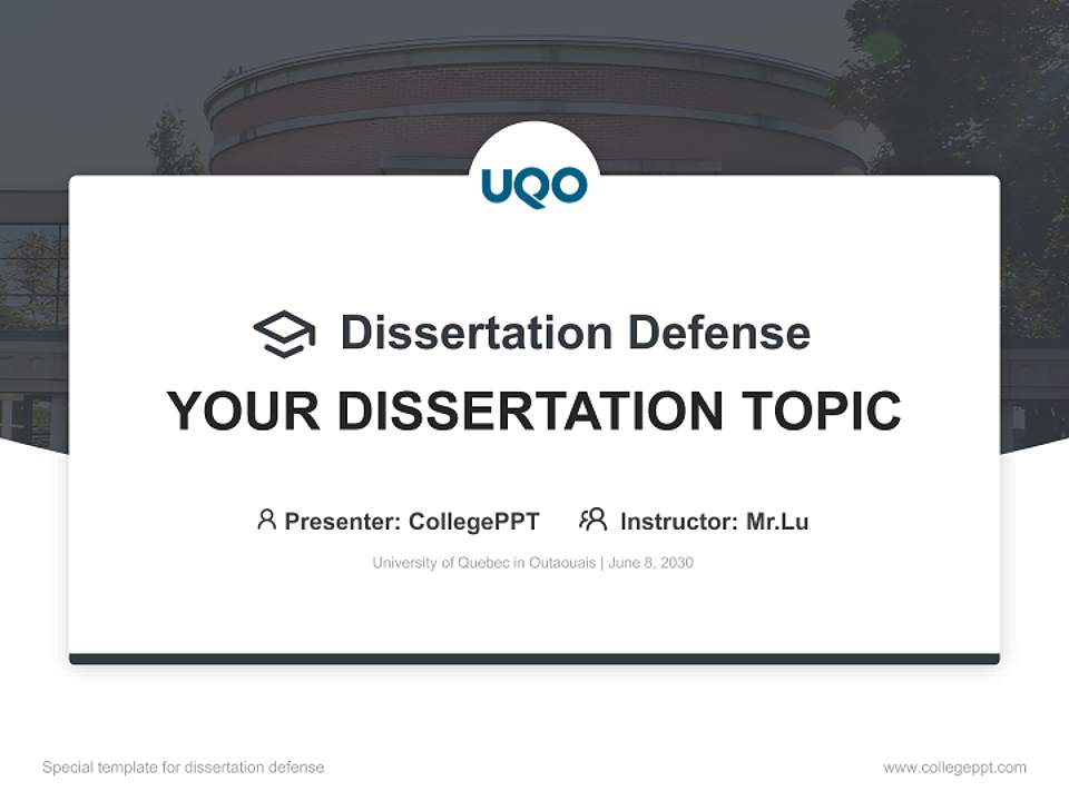 University of Quebec in Outaouais Graduation Thesis Defense PPT Template4:3 ratio PPT effect preview image7