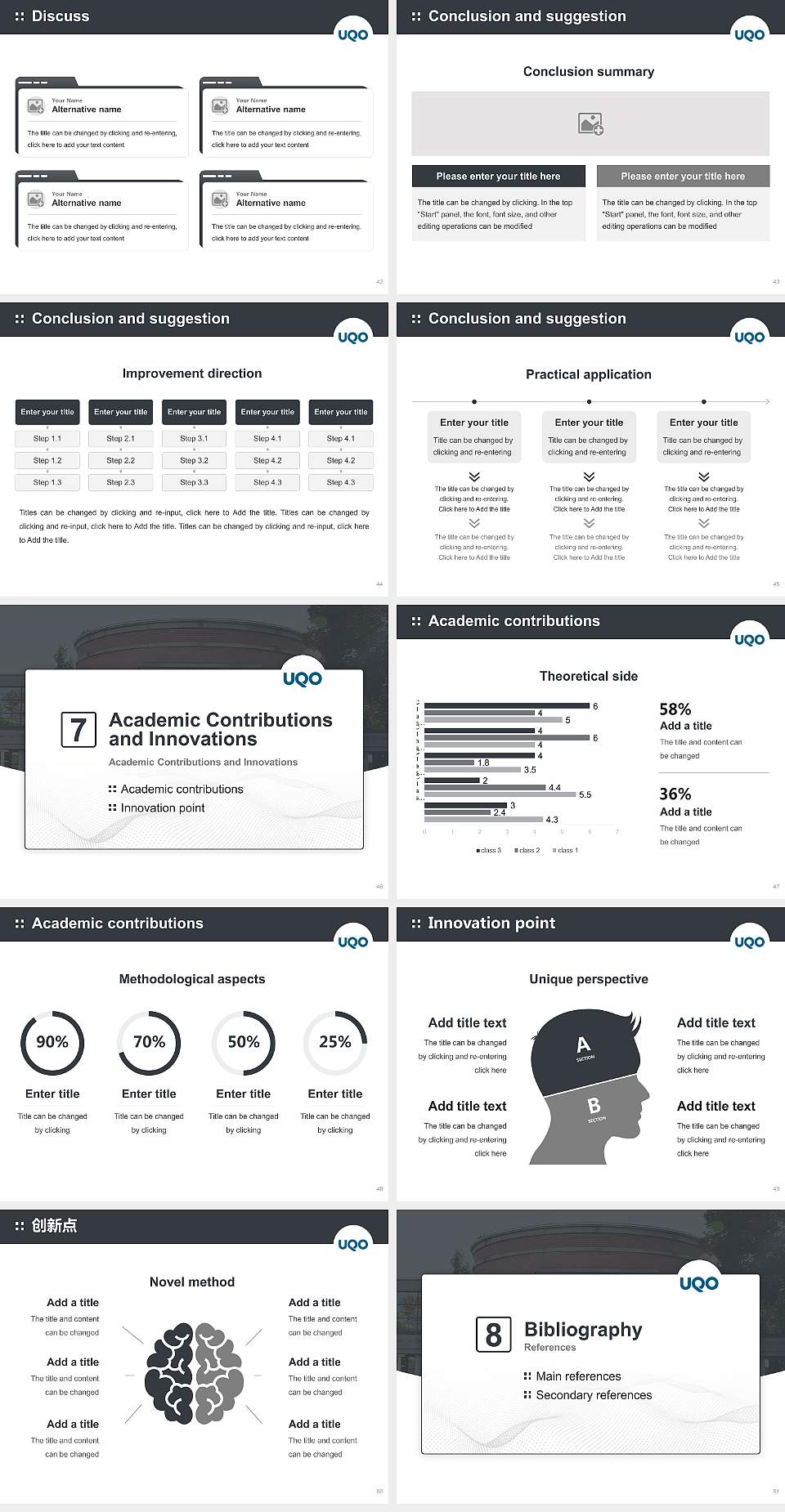 University of Quebec in Outaouais Graduation Thesis Defense PPT Template4:3 ratio PPT effect preview image6