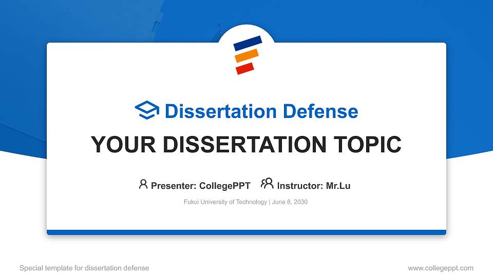 Fukui University of Technology Graduation Thesis Defense PPT Template16:9 ratio PPT effect preview image